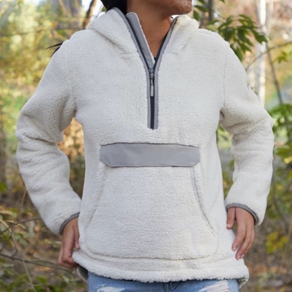 The North Face Original Campshire Fleece Pullover Hoodie (Cream and Grey) - Picture 1 of 7